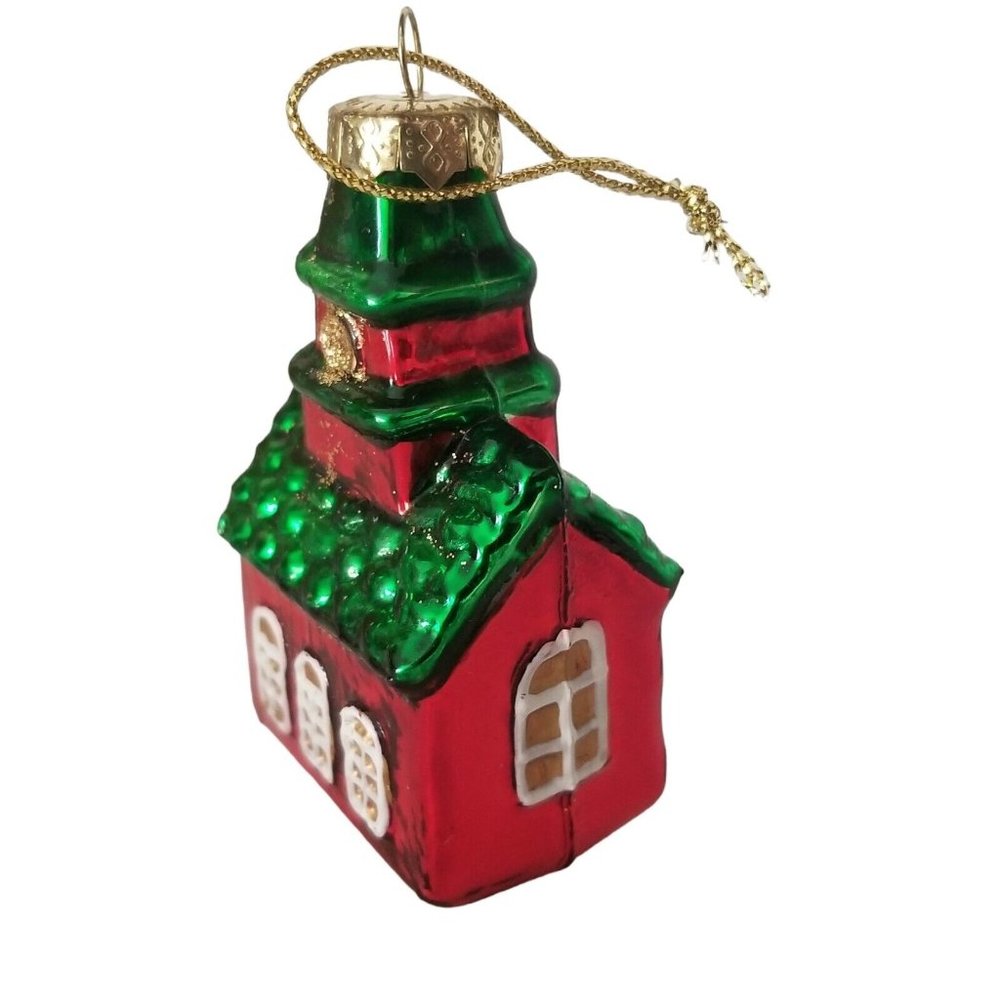 Christmas Ornament Glass School House Church Thomas Pacconi Museum Series '03